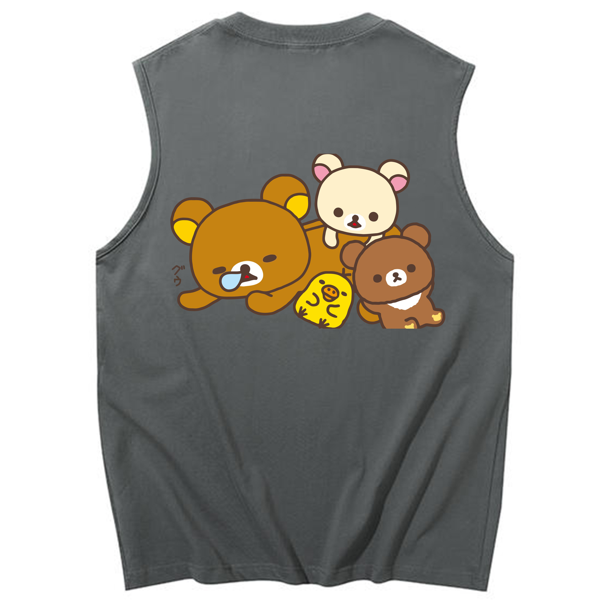 （画像用） リラックマ リラックマ キイロイトリ Rilakkuma Korilakkuma Kiiroitori コットン100％タンクトップ（背面プリント）